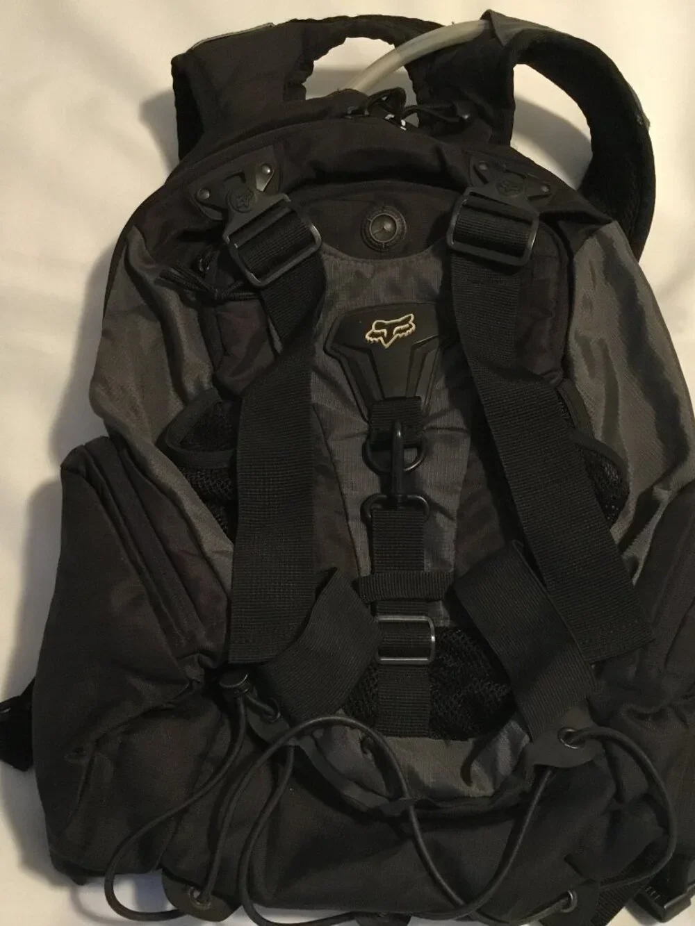 Fox Racing Motocross Large Backpack Black Grey Padded Straps Rubber Logo